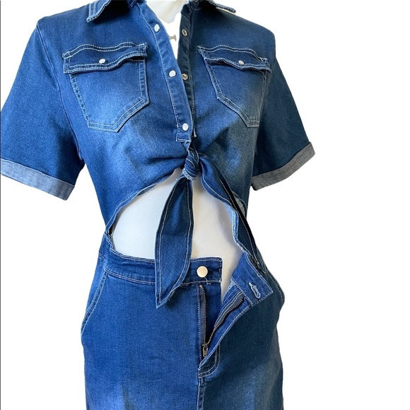 Windsor Blue Stretch Denim One-Piece Cut-Out Dress Women’s various sizes - Picture 5 of 16